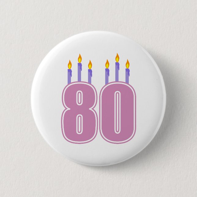 80 Birthday Candles (Pink / Purple) Button (Front)
