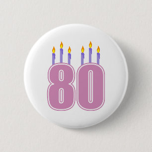 80 Birthday Candles (Pink / Purple) Button
