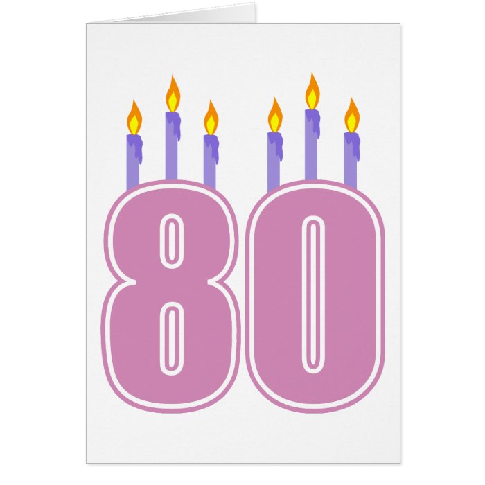 80 Birthday Candles (Pink / Purple) Greeting Card