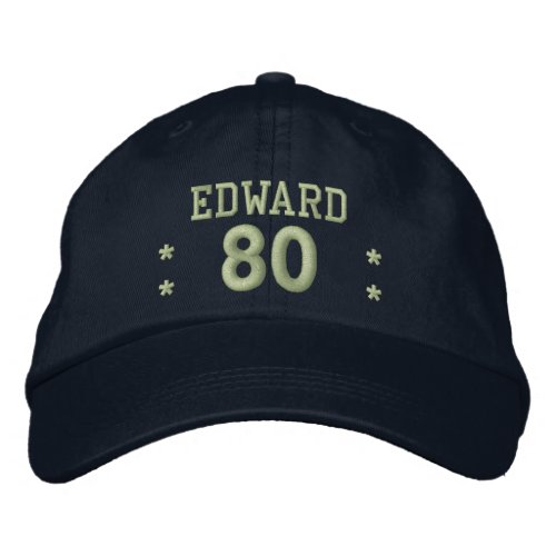 80 Birthday Custom Name NAVY GREEN V76B Embroidered Baseball Hat