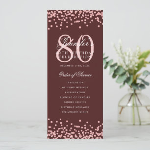 80 Birthday Program Menu Thanks Rose Gold Burgundy
