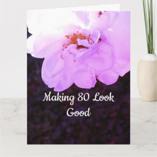 80 Birthday Quote Party Rose Photo Card