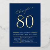 80 Blue 80th Birthday Party Gold Foil Invitation (Front)
