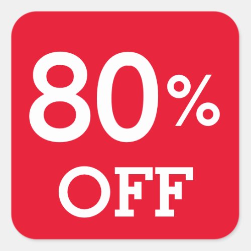 80 Eighty Percent OFF discount sale white and red Square Sticker