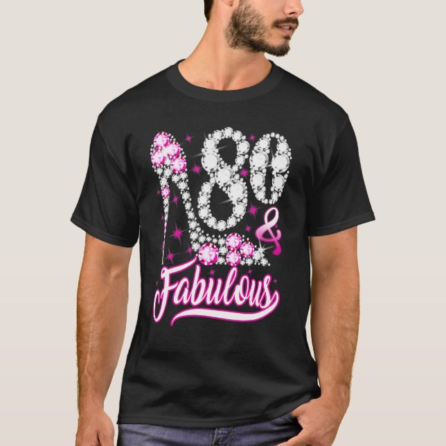 80 & Fabulous 80th Birthday  Funny Pink Diamond Sh T-Shirt (Front)