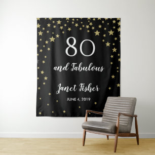 80 & Fabulous birthday Photo Booth backdrop banner