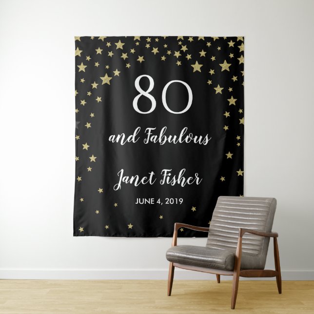 80 & Fabulous birthday Photo Booth backdrop banner (In Situ)