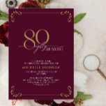 80 & Fabulous Burgundy White & Gold Birthday Invitation<br><div class="desc">It's your special 80th birthday, and it's time to celebrate! Do you want to throw the best bash in town? Make sure it starts off with the highest of style with this 80 & Fabulous Burgundy White & Gold Calligraphy Birthday Invitation. It will be sure to set the tone for...</div>