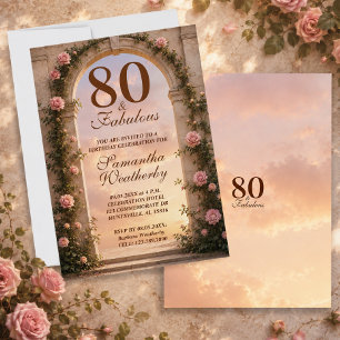 80 & Fabulous Floral Arch Birthday Invitation