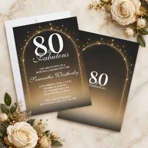 80 & Fabulous Glowing Star Arch Birthday Invitation