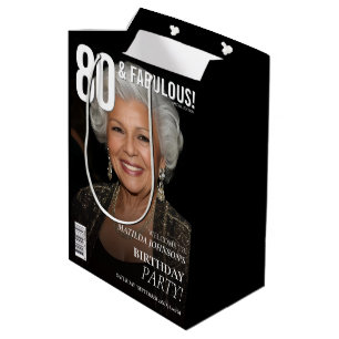 80 Fabulous Magazine Cover 80th Birthday Medium Gift Bag