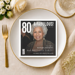 80 Fabulous Magazine Cover 80th Birthday Napkins