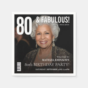 80 Fabulous Magazine Cover 80th Birthday  Napkins