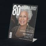 80 Fabulous Magazine Cover 80th Birthday  Pedestal Sign<br><div class="desc">80 Fabulous Magazine Cover 80th Birthday Pedestal Sign. Celebrate in style with this glamorous 80th birthday invitation designed in a chic magazine-cover style. Featuring bold typography, photo-forward layout, and luxe details, it’s the perfect way to set the tone for a fashionable and unforgettable milestone party. Personalize with your own photo...</div>