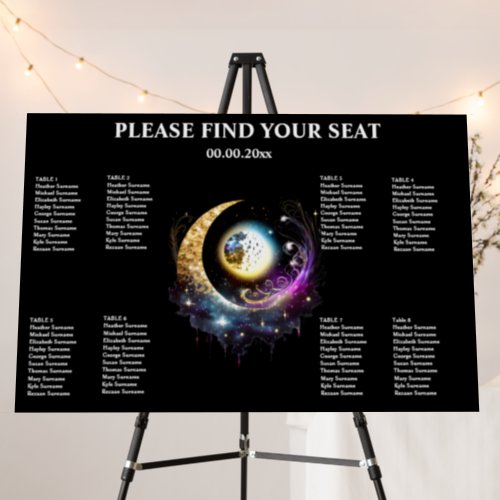 80 guests  Celestial full moon black magenta Foam Board