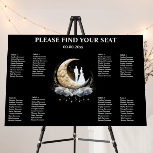 80 guests  Celestial half moon couple silhouette Foam Board