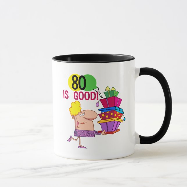 80 is Good Birthday Tshirts and Gifts Mug (Right)