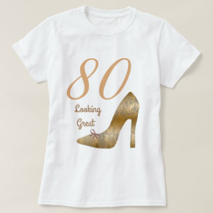 80 & Looking Great High Heel Copper Bow T-Shirt