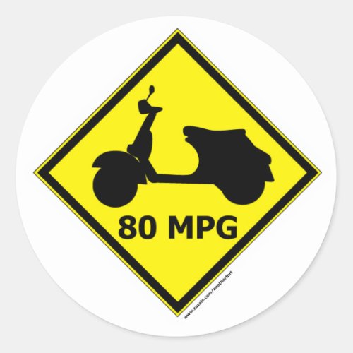 80 mpg Scooter Style Classic Round Sticker