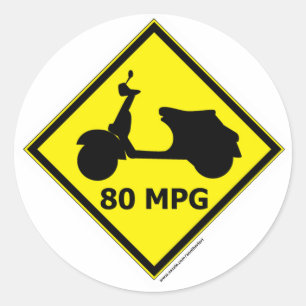 80 mpg Scooter Style Classic Round Sticker