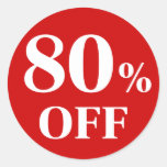80% OFF Red Background Classic Round Sticker