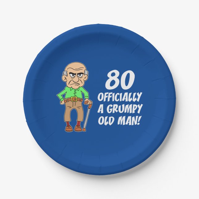 80 Officially A Grumpy Old Man Paper Plate (Front)