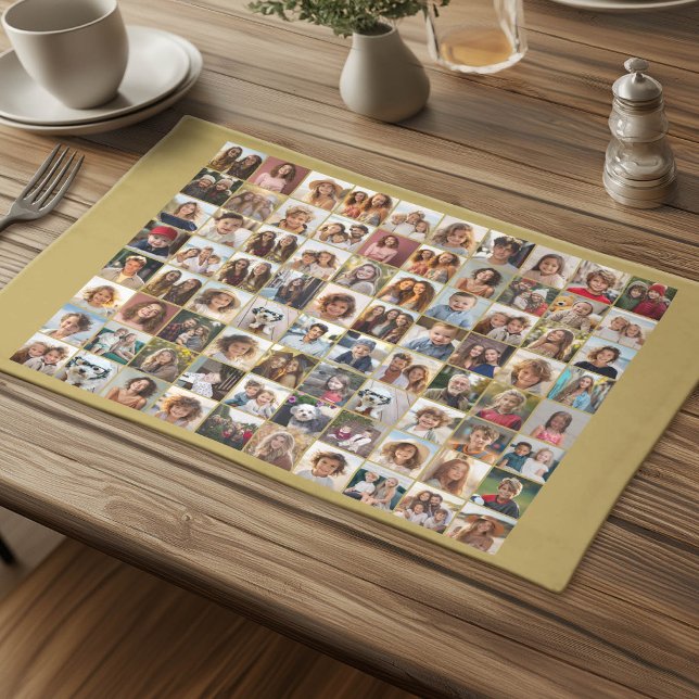 80 Photo Collage Gold - Custom Picture Cloth Placemat (Photo Collage Cloth Placemat)