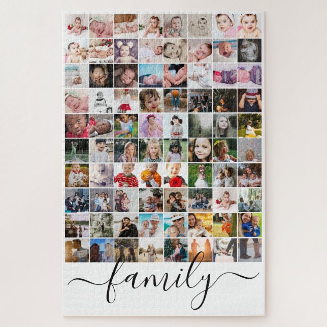 80 Photo Collage Personalized Family Jigsaw Puzzle (Vertical)