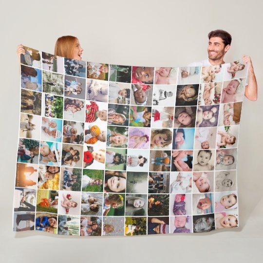 80 Photo Collage Unique Personalized DIY Custom Fleece Blanket