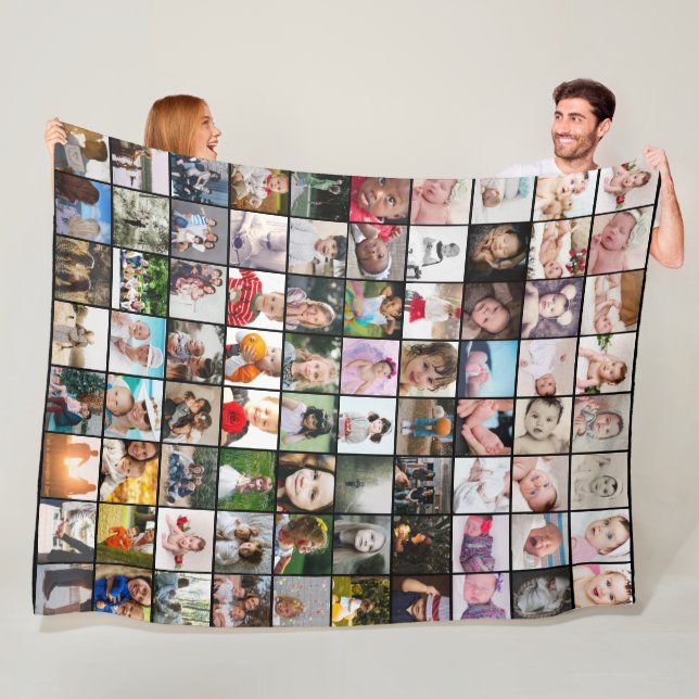 80 Photo Collage  Unique Personalized DIY Custom Fleece Blanket (In Situ)