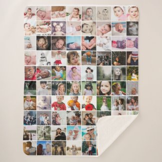 80 Photo Collage Unique Personalized DIY Custom Sherpa Blanket