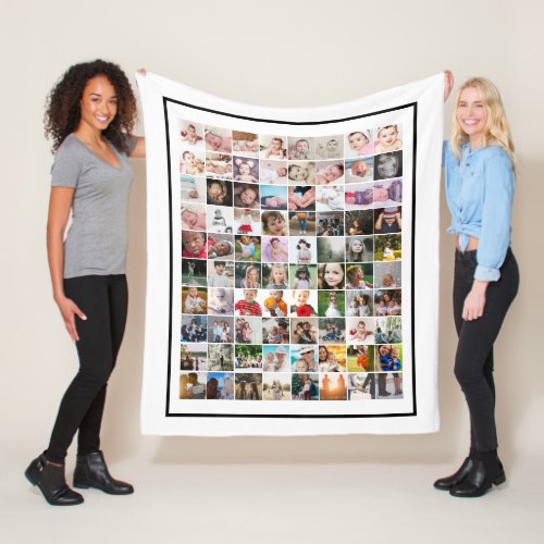 80 Photo Template Personalized Collage Fleece Blanket