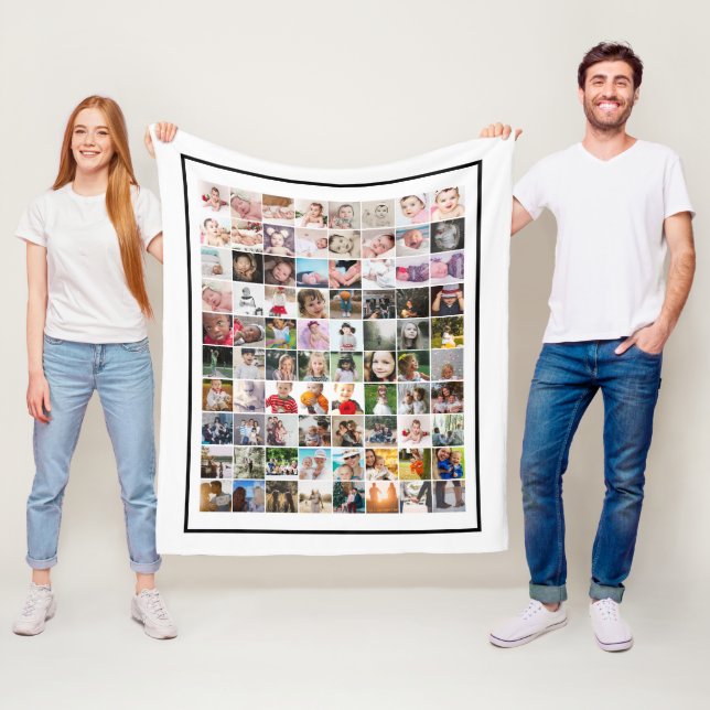80 Photo Template Personalized Collage Fleece Blanket (In Situ)