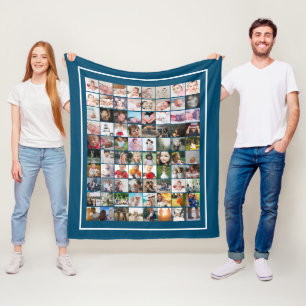 80 Photo Template Personalized Collage Fleece Blanket