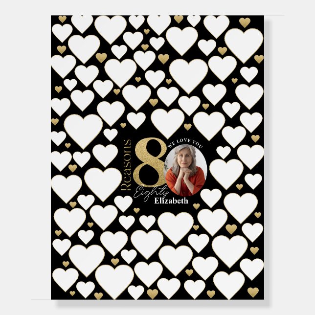 80 Reasons We Love You Black Gold Board (Front)