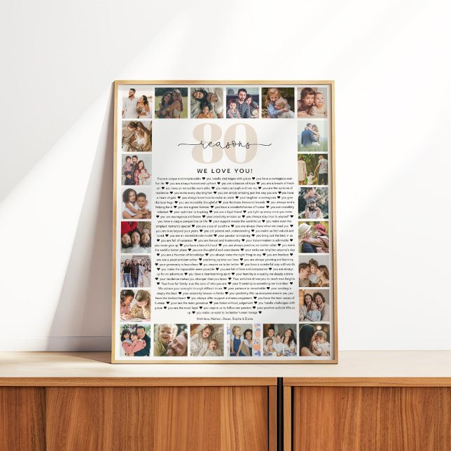 80 Reasons We Love You Photo Collage Keepsake Gift Poster (Creator Uploaded)