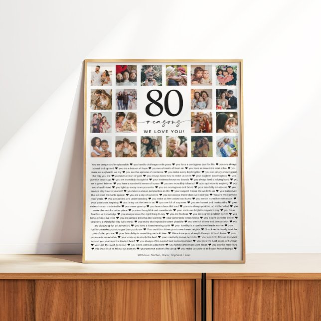 80 Reasons We Love You Photo Collage Keepsake Gift Poster (Creator Uploaded)