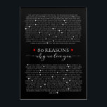 80 reasons why we love you 80th 60th birthday 40th acrylic print<br><div class="desc">designed by The Arty Apples Limited</div>