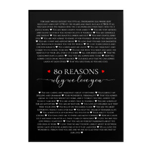 80 reasons why we love you 80th 60th birthday 40th acrylic print