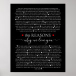 80 reasons why we love you 80th 60th birthday 40th poster<br><div class="desc">designed by The Arty Apples Limited</div>