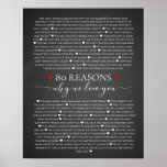 80 reasons why we love you 80th 60th birthday 40th poster<br><div class="desc">designed by The Arty Apples Limited</div>