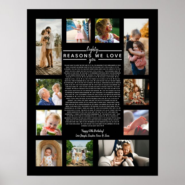 80 reasons why we love you birthday gift for him poster (Front)