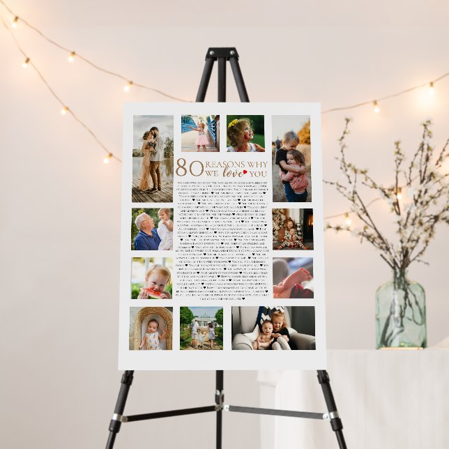 80 reasons why we love you photo collage birthday foam board (In Situ (Stand))