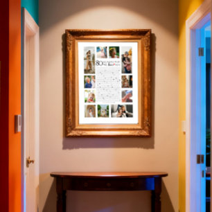 80 reasons why we love you photo collage birthday poster