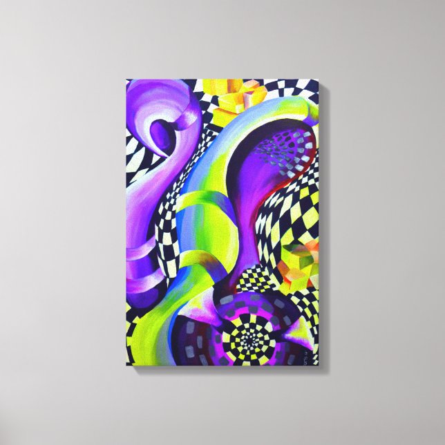 80`s Abstract Retro Geometric Pattern Canvas Print (Front)