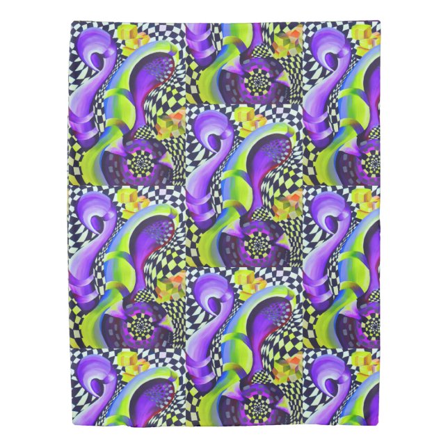 80 s Art Deco Geometric Pattern Duvet Cover (Front)