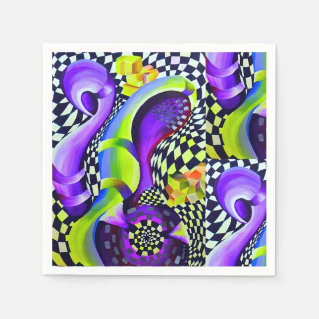 80 s Art Deco Geometric Pattern Napkins (Front)