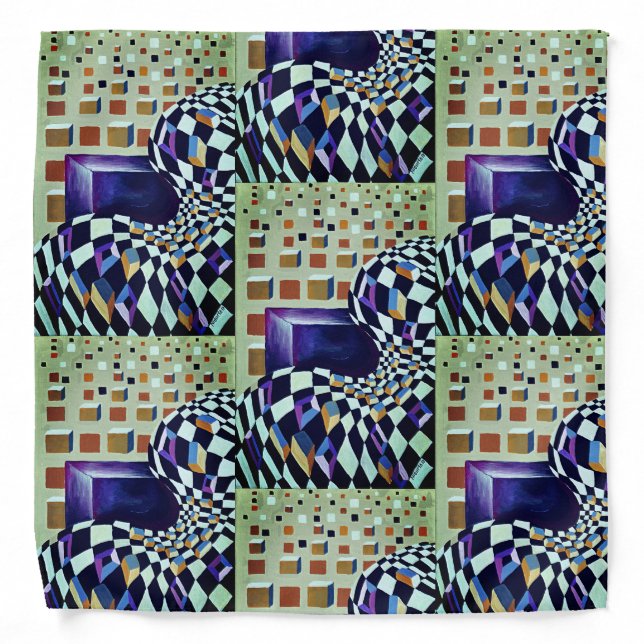 80`s Hand-painted Watercolor Pop Art Bandana (Front)