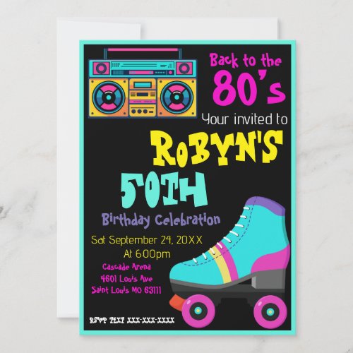 80s or 90s Theme Birthday Invitation