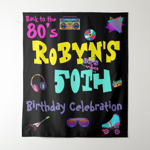80s or 90s Theme Birthday Invitation Tapestry